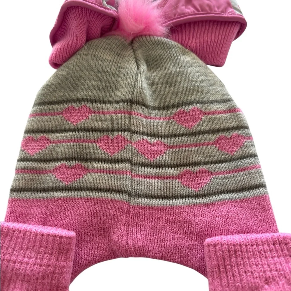 Disney Minnie Mouse Hat & Mittens Set - Pink and Gray - Girls